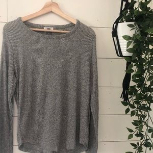 Grey Cable Knit Long Sleeve Shirt -sz L
